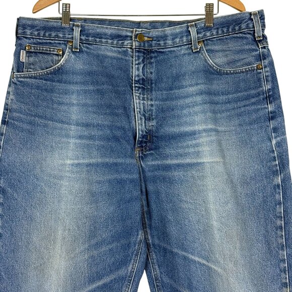 Carhartt Men's Relaxed Fit B17 Work Jeans 42x34 Tapered Leg Cotton Blue - Picture 2 of 10